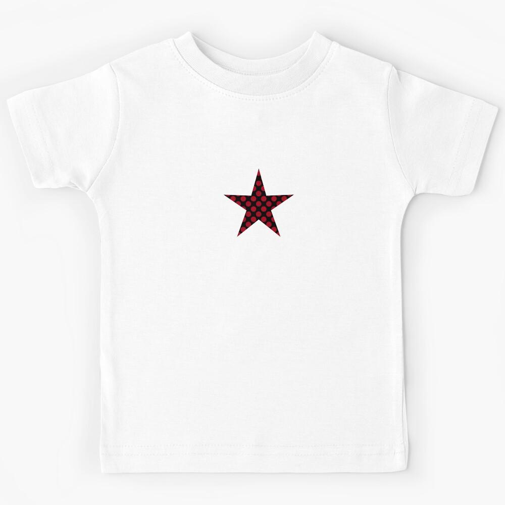 Red Large Polka dot on Black Kids T-Shirt 140