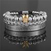 Vintage Crown Stainless Steel Bracelet Set With Letter And Number Charms For Men And Women