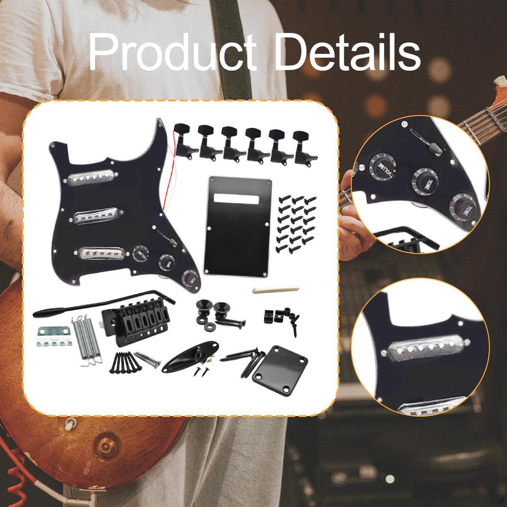 DIY Electric Guitar 11 Hole Scratchplate Portable Multifunction Sss Pickguard Tuning Pegs for