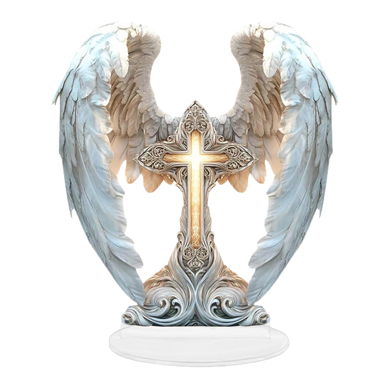 

Clear Acrylic Angel Decoration 2D Flat Figurine Statue Suitable For Vehicle Interior,Workspaces,Home, Desk