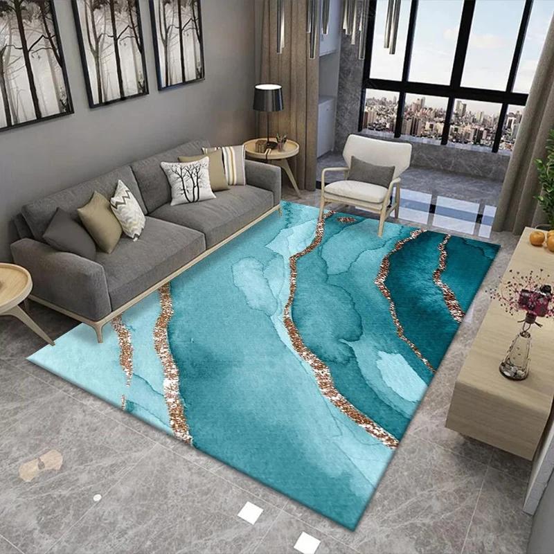 Nordic Light Luxury Marble Living Room Carpet Bedroom Art Abstract Bedside Carpets Kitchen Non-slip Balcony Study Rugs Porch Mat