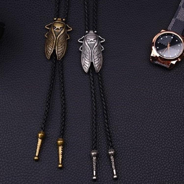 Bolo Tie for Men Western Cowboy Style Necktie with Carved Cicada Buckle Decors
