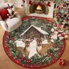1 PC Christmas Faux Wool Round Rug - Non-Slip Stain Resistant Living Room Bedroom Carpet
