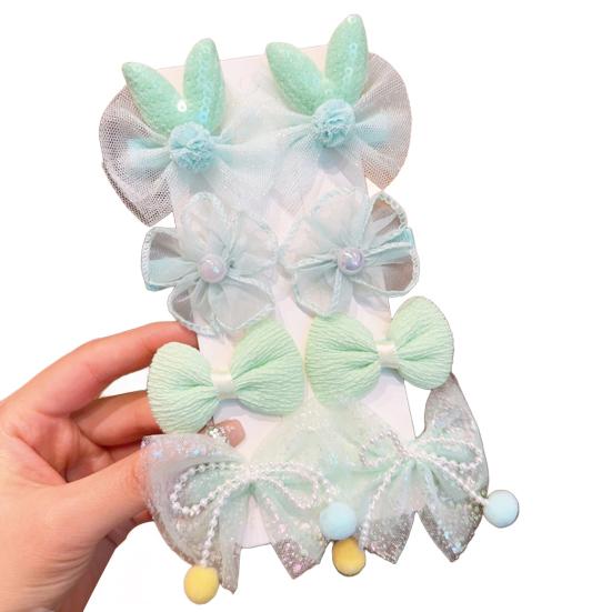 8Pcs Hair Pins Mesh Yarn Bowknot Flower Decor Hairpins Cartoon