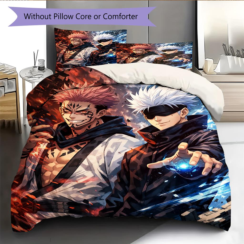Satoru Gojo and Sukuna Pattern Bedding Quilt Set  Home Decoration  Gift (1 * duvet cover + 2 * pillowcase  without core)