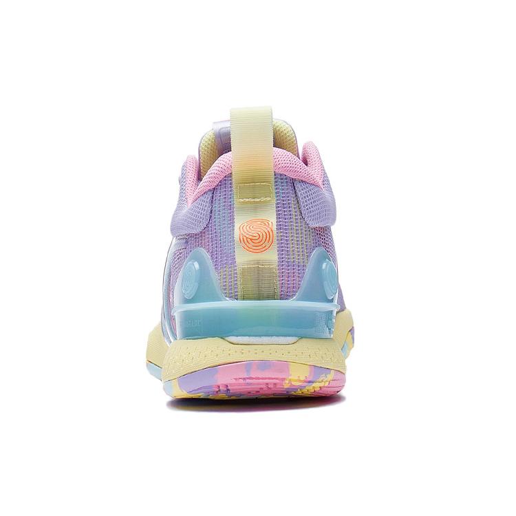 New LINING Speed 8 Basketball Shoes Men Low Top Lilac/Light Banana Yellow ABAS015-3