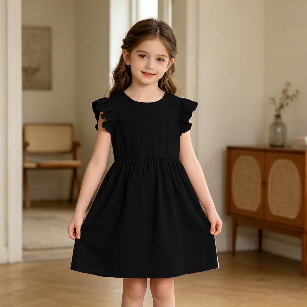 Girls' Linen Dress - Summer Breathable Casual Sundress