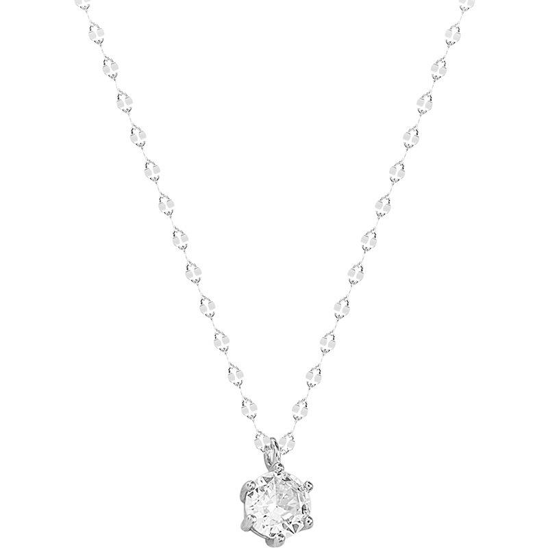 Elegant Six-Claw Diamond Necklace for Women - Simple, Cold, and High-End Clavicle Chain