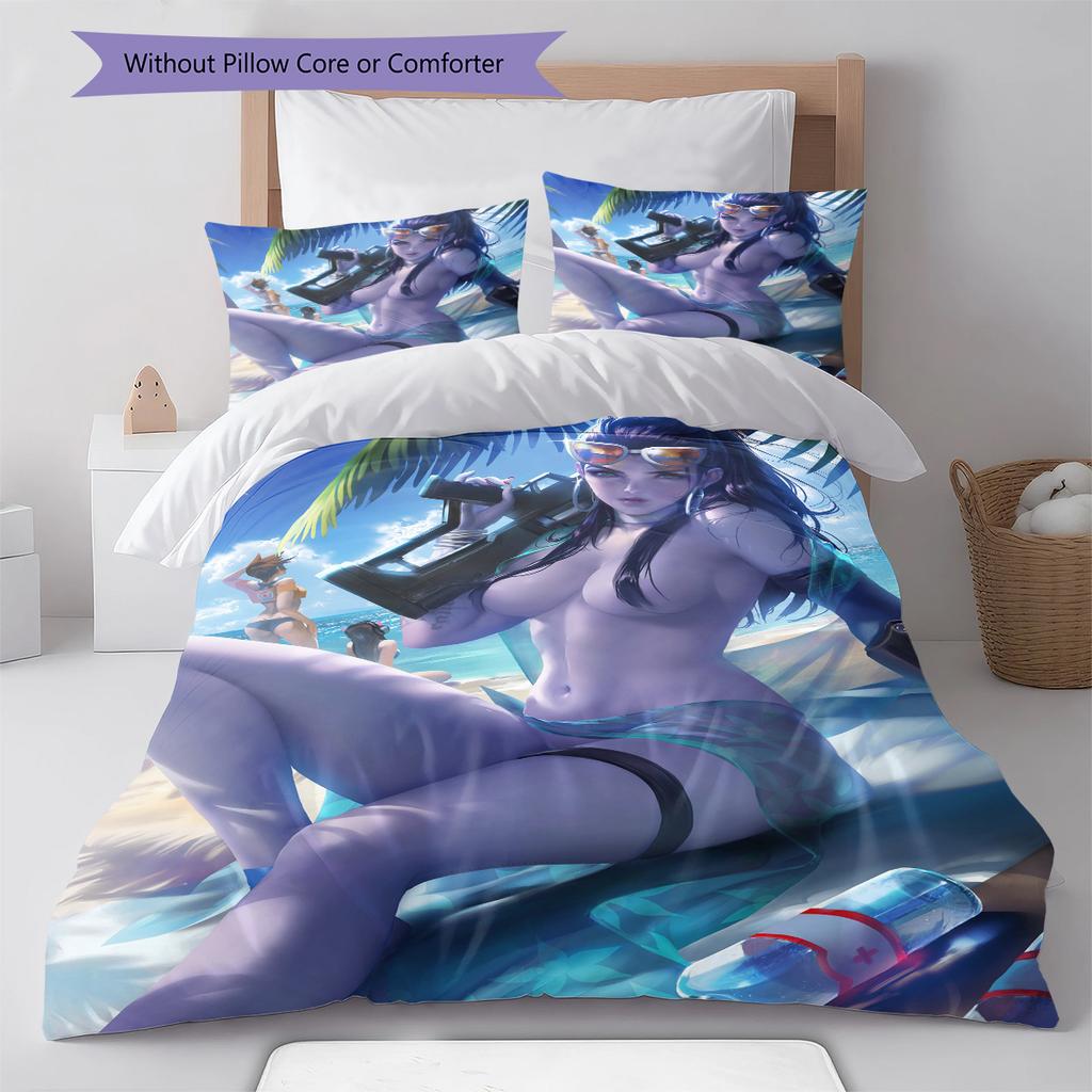 Set Copripiumino Trapuntato con Motivo Anime Federe Decorazione Casa Regalo di Compleanno (1 * copripiumino + 2 * federa, senza nucleo)