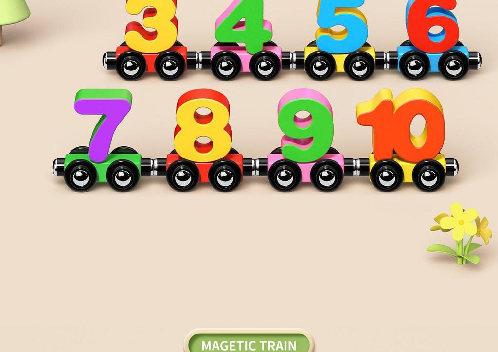 Magnetic Number Train Toy: Educational Building Blocks for Kids Ages 2-6