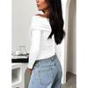 Spring Summer Women's T-Shirts Single Shoulder Long Sleeve Top with Ruffles Outing Sexy Slimming Tops Y2K
