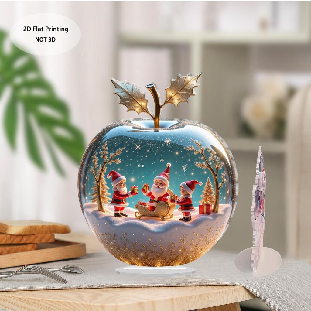 Christmas Apple 2D Acrylic Stand: Festive Desktop Decoration Gift