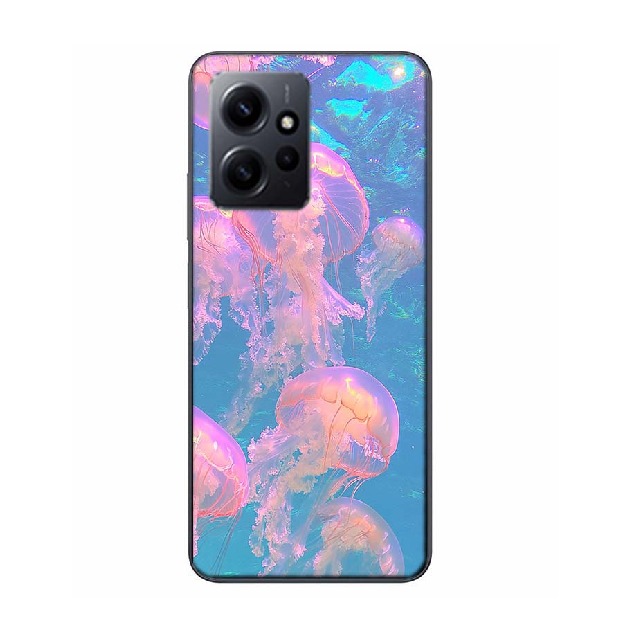Enchanting Neon Jellyfish Phone Case For Redmi 12 13C 12C 15C 9 10 10C Note 13 Pro Plus 14 15 Pro 9T 9C 9A TPU Soft Cover Clear