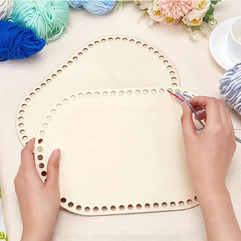 Set of 3 Wooden Crochet Basket Bottom, Oval, Wooden Bag Bottom, Suitable for DIY Weaving, Crochet Crafts and Home Decor Supplies