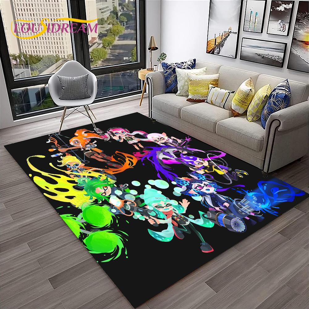Cartoon PC Gamer 3D Games Splatoon Carpet Rug for Home Living Room Bedroom Sofa Doormat Decor,kids Area Rug Non-slip Floor Mat