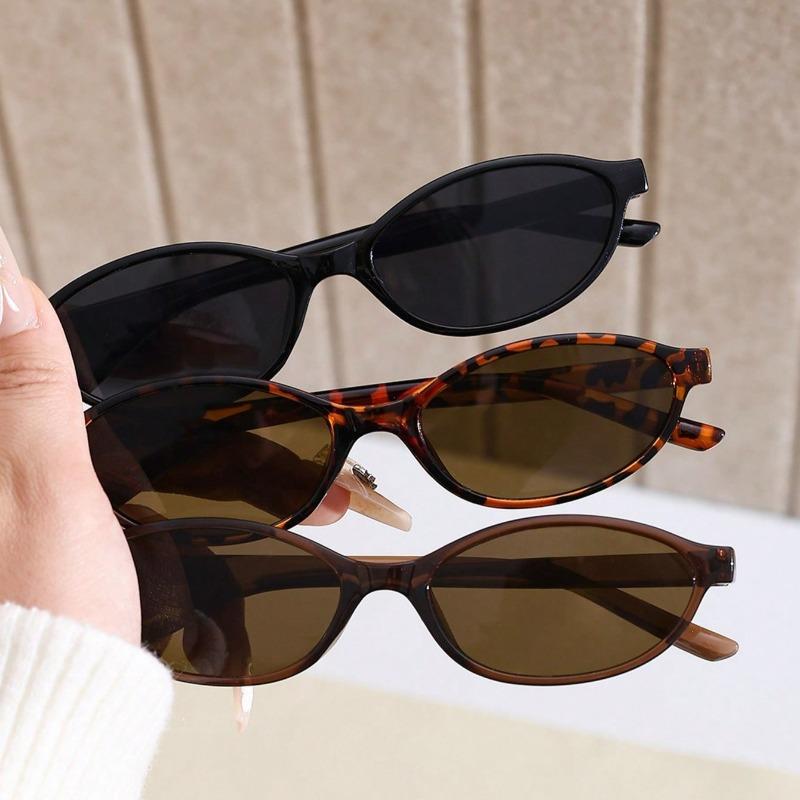 3pcs European and American Retro Oval Small Frame Women's Fashionable Sunglasses Personalized Trendy Glasses