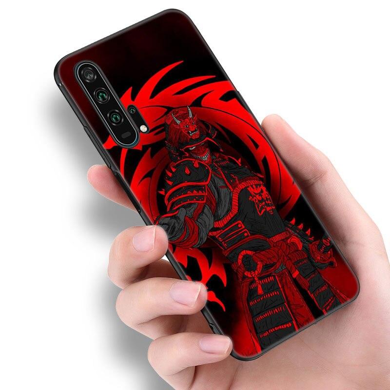 Japońska sztuka samurajska etui na telefon dla Huawei Honor 7A 8A 9X 20 Pro 8 10X Lite 7S 8C 8S 8X 9A 9C 10i 20i 30i 20E 20S czarne etui