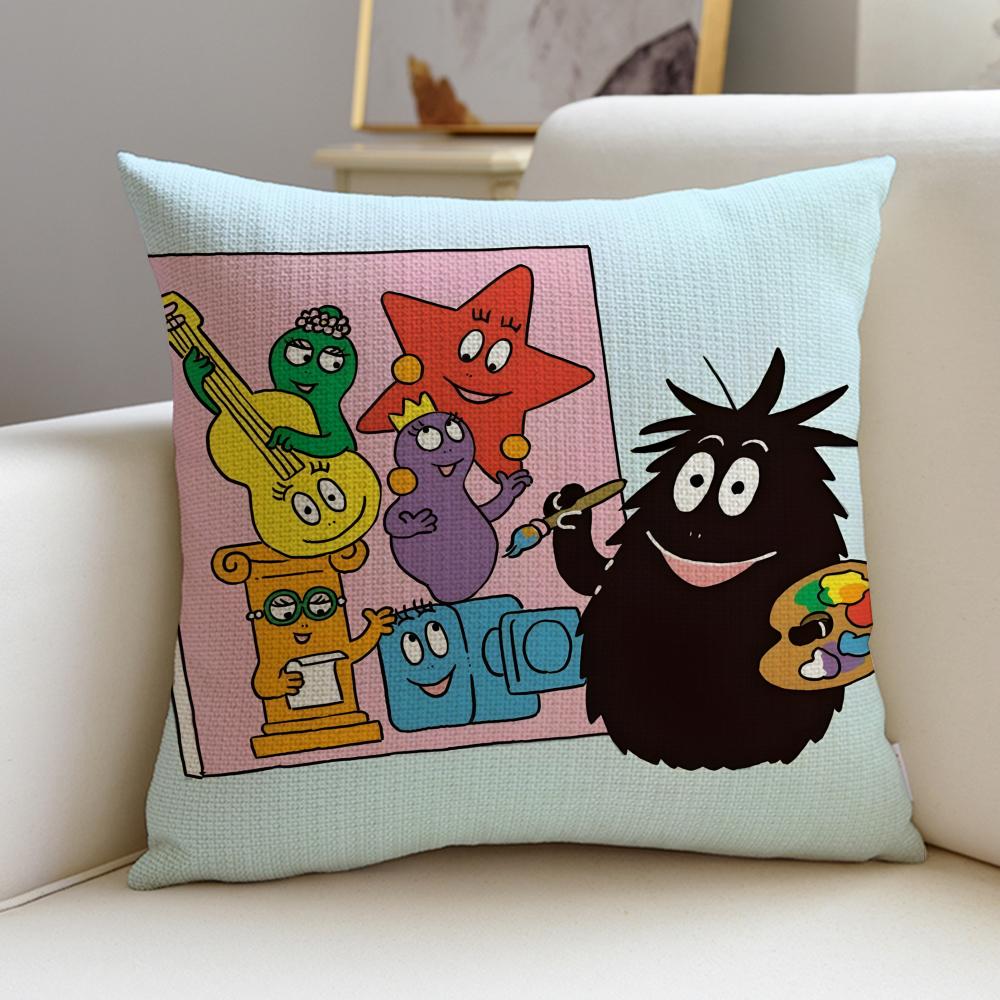 Bubbly BBarbapapaS Cushion Cover Breathable and skinfriendly linen pillowcase square removable and washable cushion