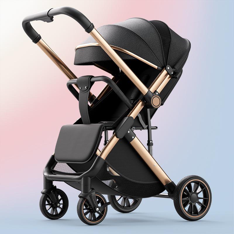 Lightweight Foldable Baby Stroller, High View, Two-Way Pushing, Newborn Essential, Safe, Sit-and-Lie Design