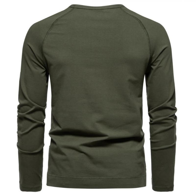 Men Solid Color Long Sleeve Casual Basic Bottoming T Shirt For Daily Wear