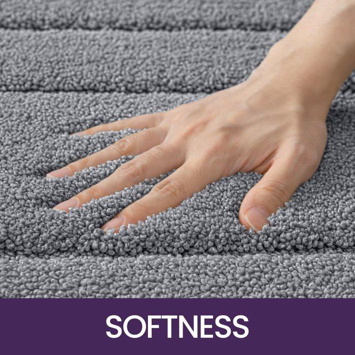 Tapis de Bain Antidérapant 50 x 80 cm, Moelleux en Microfibre, Absorbant l'eau, Lavable en Machine, Extra Epais, Gris