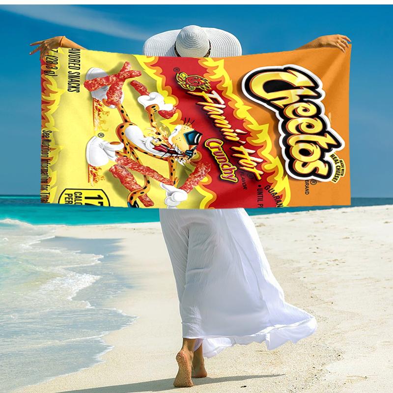 Ultra-Soft Beach Towel with Cheetos Theme,Ideal for Pool - Camping, Diving - Perfect Travel Essential, Vibrant Beach Towel.