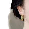 Dunhuang Winter Fresh Green Beaded Vintage Natural Stone Mosquito Coil Clip-On Earrings for Women Without Pierced Ears