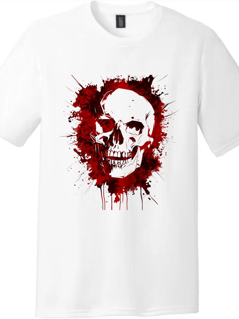 Blutspritzer Schädel T-Shirt - Unisex Gothic Dark Metal Tee