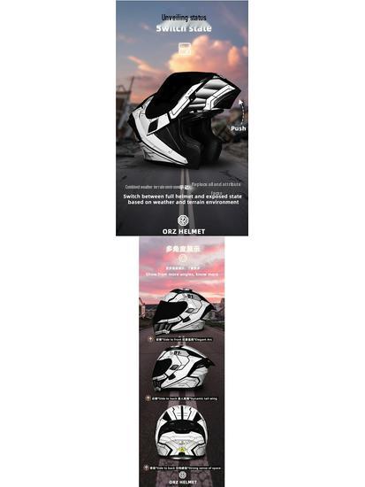 E5GOrz Motorcycle Flip-up Helmet for Men & Women - Full Face, All-Season, with Personality Tail Wing & Bluetooth Slot, 3C Certified