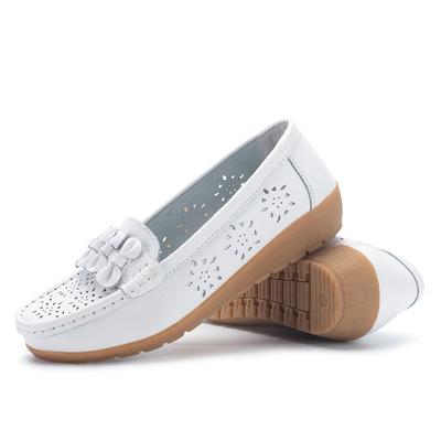 Zapatos planos de verano para mujer, mocasines transpirables de cuero con recortes, zapatos náuticos para mujer, bailarinas sin cordones, zapatos casuales para mujer, talla 44