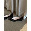 French bow shallow mouth inner heightening single shoes round head gentle evening wind ballet shoes
