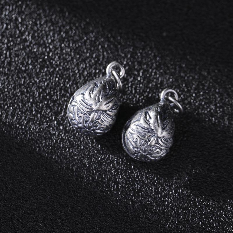 Color-Preserving Distressed Silver Persimmon Lucky Cat Pendant DIY Handmade Bracelet with Tibetan Silver Accessories
