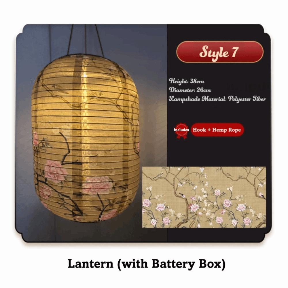 Oriental Style Waterproof Chinese Style Lantern LED Light Nylon Cloth LED Light Lantern Solar Powered Hanging Lamp Home Decor