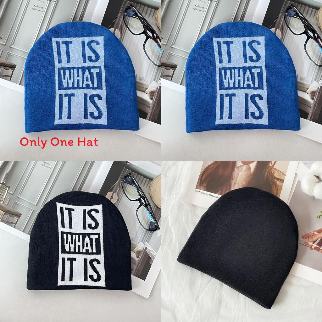 Knitted Hat For Winter With Warmth And Letter Design For Casual Outdoor Wear