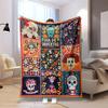 1 Stück Halloween-Themen-Patchwork-Decke mit Geistern, Kürbissen, Fledermäusen & Mehr Weiche, Warme Flanell-Kuscheldecke für Gemütliche Nickerchen, Campingdecke