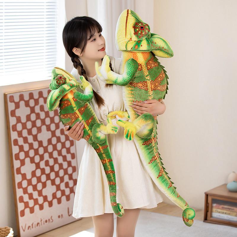 Realistic Plush Chameleon Stuffed Toy Large 80cm And 110cm Soft Pp Cotton