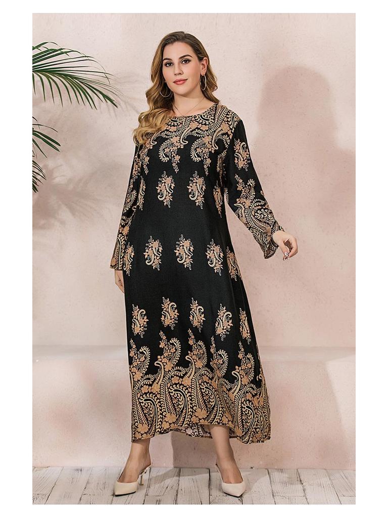 India-Middle East Plus Size Women's Spring Dress - Loose, Slimming Long Maxi for Malaysia