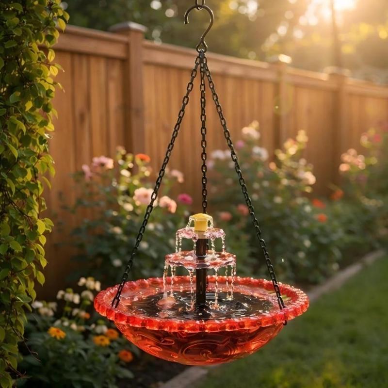Solar-Kaskaden-Hänge-Vogelbad-Brunnen, Outdoor-Hänge-Vogelbad mit Solarbrunnen, Große Kolibri-Bäder Sind Geeignet