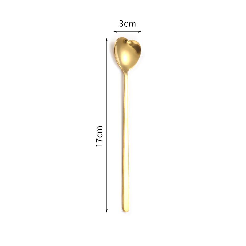 Stainless Steel Heart-Shaped Head Spoons Creative Home Tableware Teaspoon Coffee Ice Cream Honey Mixing Spoon Kitchen Dinnerware