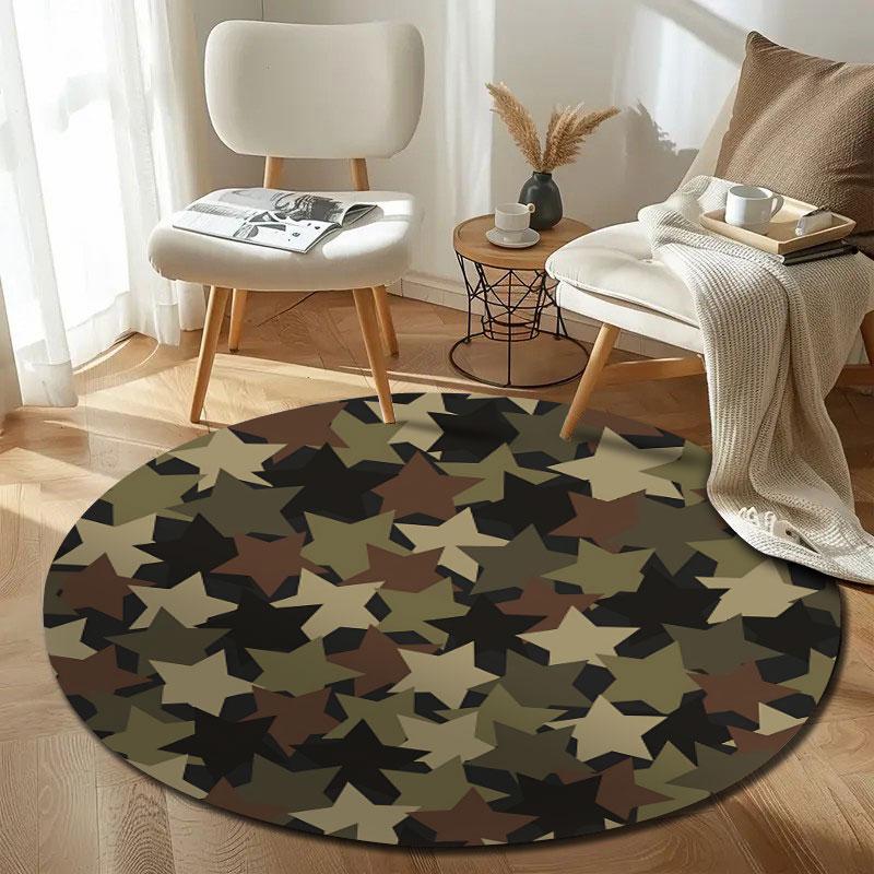 Glam Round Fox Multicolor Carpet, Non-Slip Floor Mat for Hallway