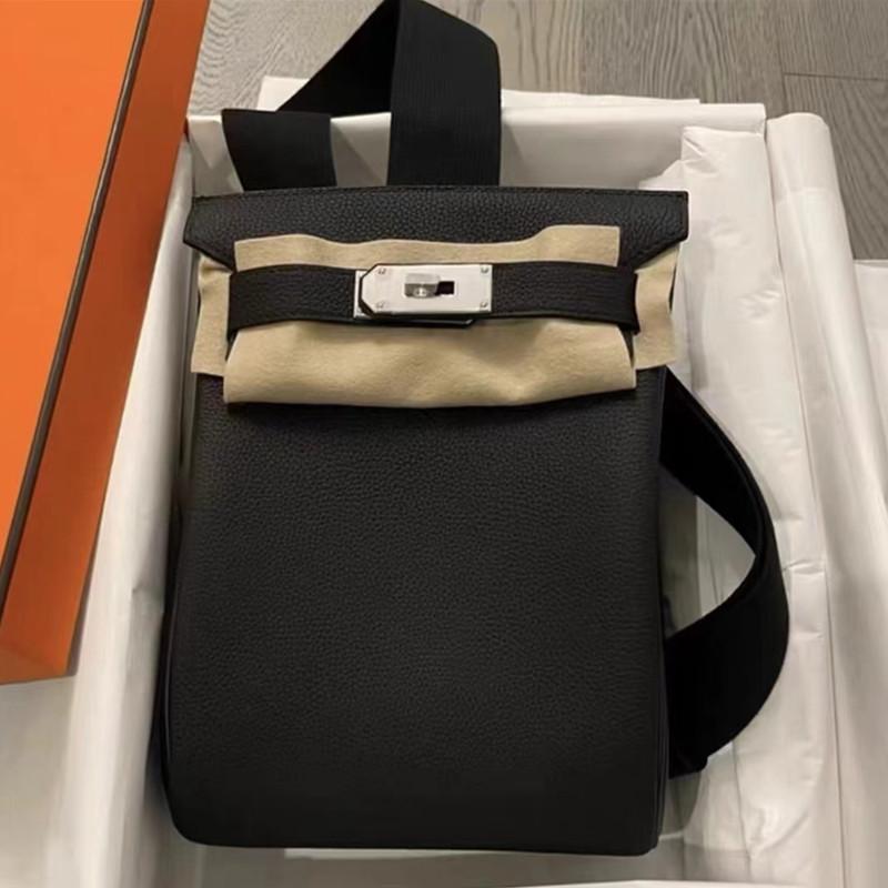 2025 New Kelli Breast Bag Fashionable Mini Simple Lychee Pattern Togo First Layer Cowhide Single Shoulder Women's Leather Bag