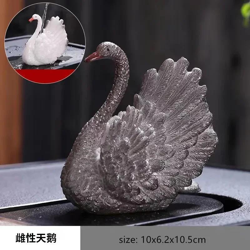 

Color-changing Resin Tea Pet Ornaments Lovely Fox Swan Panda Statue Crafts Office Home Tea Table Decoration Tea Set Accessories
