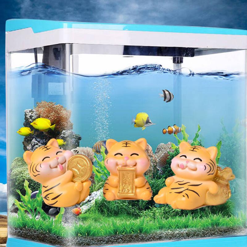 Tigerförmige Auto-Dekorationen, Figuren Miniaturen Handwerk, Glücksbringer Tiger Laternen Statue, Festlich