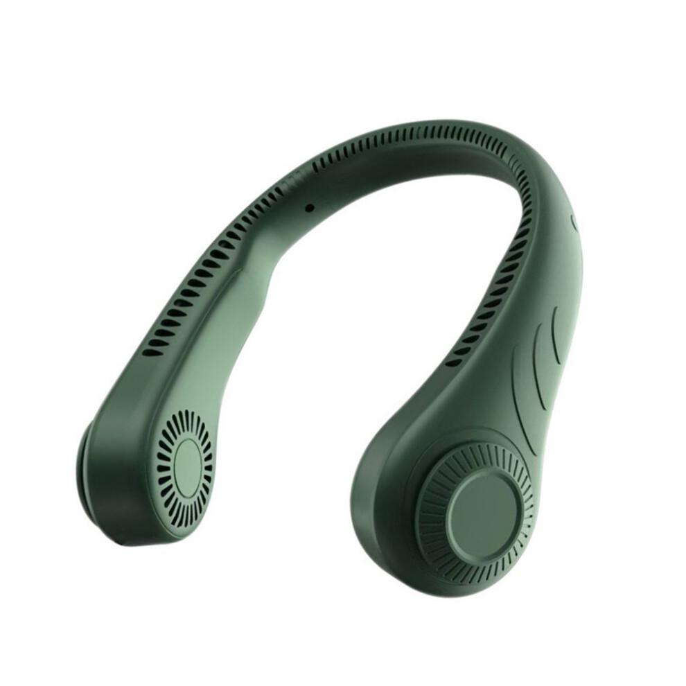 (Green) Portable Bladeless Cooling Fan Neck Fan Hands-Free