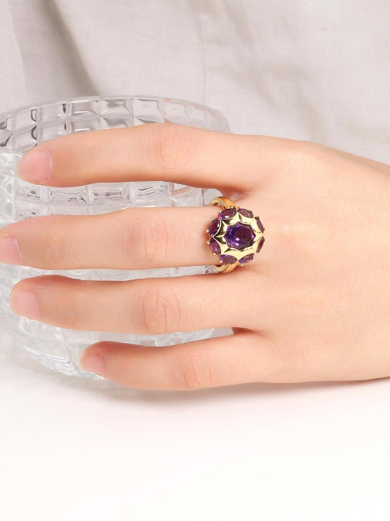 Natural Gemstone South African Amethyst Ring Women's Fashion 925 Sterling Silver Light Luxury Jewelry Anniversary Party