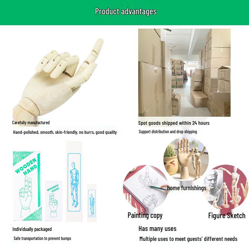 10-Inch Wooden Articulated Hand Figure for Home Décor and Sketching