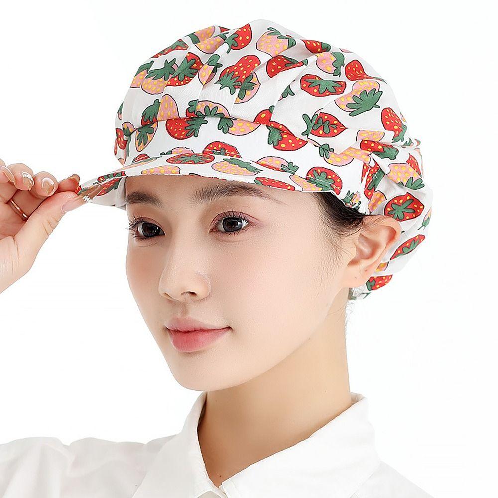 Cotton Chef Cap Flowers Potištěná hygienická čepice Prodyšná pracovní čelenka Kitchen