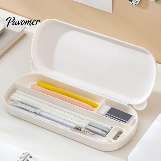 Color Pencil Case Large Capacity with Compartments, Macaron Plastic Stationery Storage Box Box, Portable Student Pen Bag for School Office Home