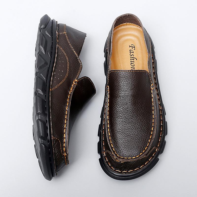 Genuine Leather Mens Shoes Antiskid Men Casual Shoes Breathable Loafers Handmade Sneakers New Comfortable Flats Driving Footwear