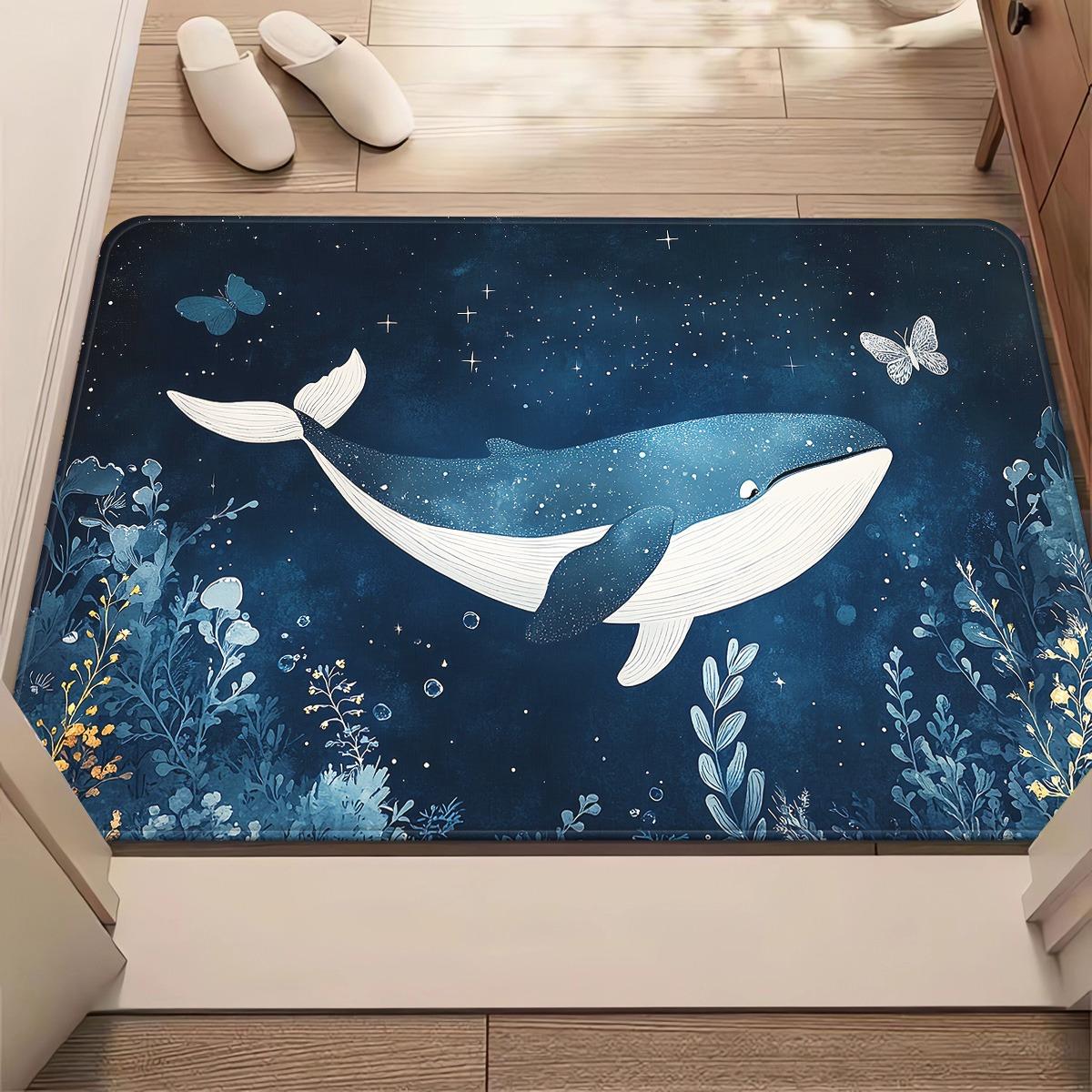 

c Boho Whale Doormat Non-Slip Absorbent Microfiber Rug for Bathroom Bedroom Living Room Entryway 80x120cm